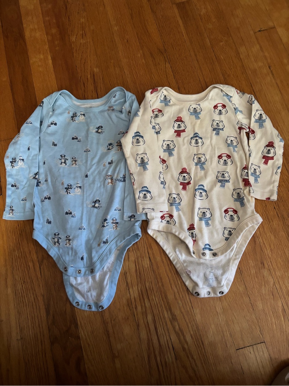 Member mark One-Piece Long Sleeve Bodysuit - Blue & White
